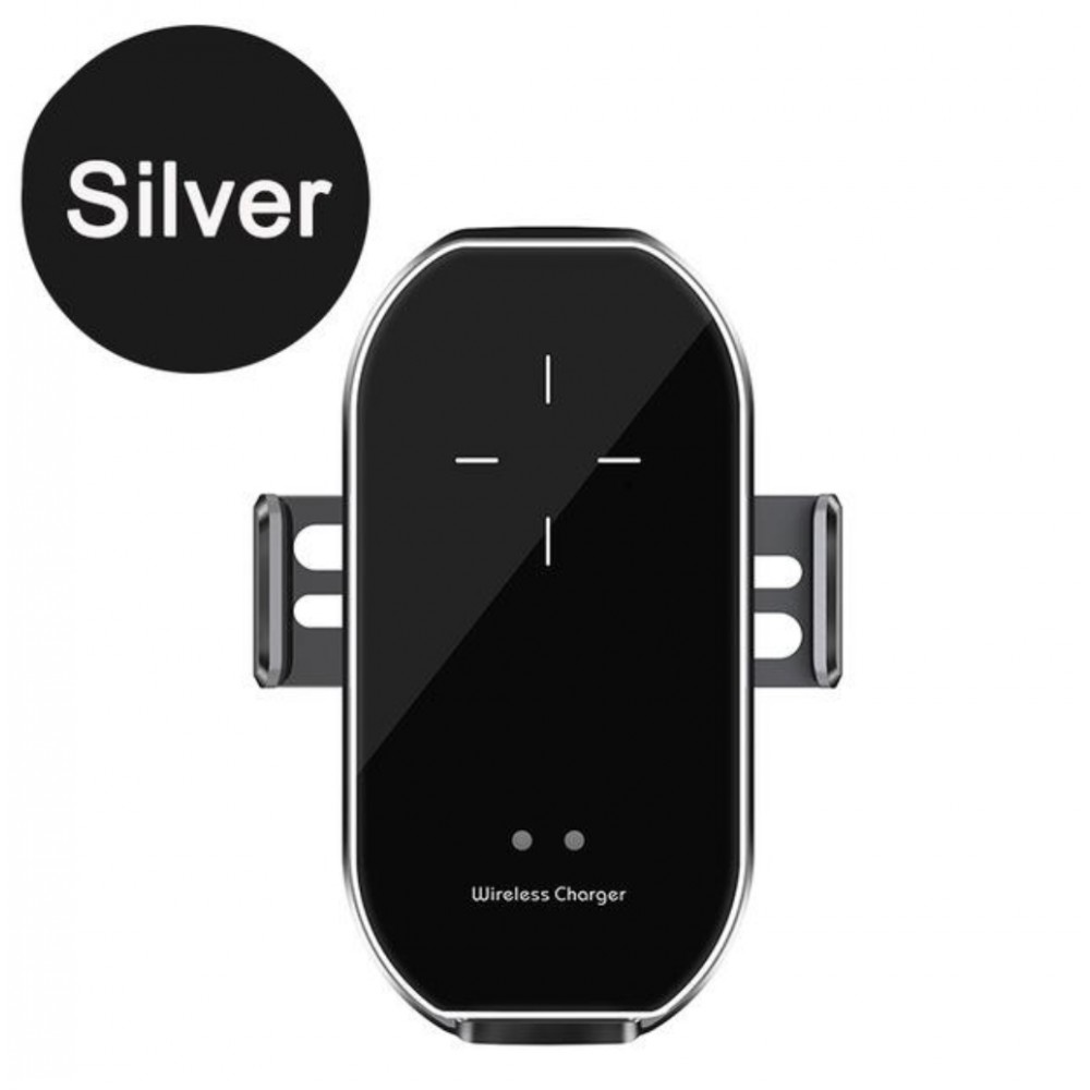 High-Tech Handyhalter 10W Qi fürs Auto - Smart Sensor + Wireless charging - Silber