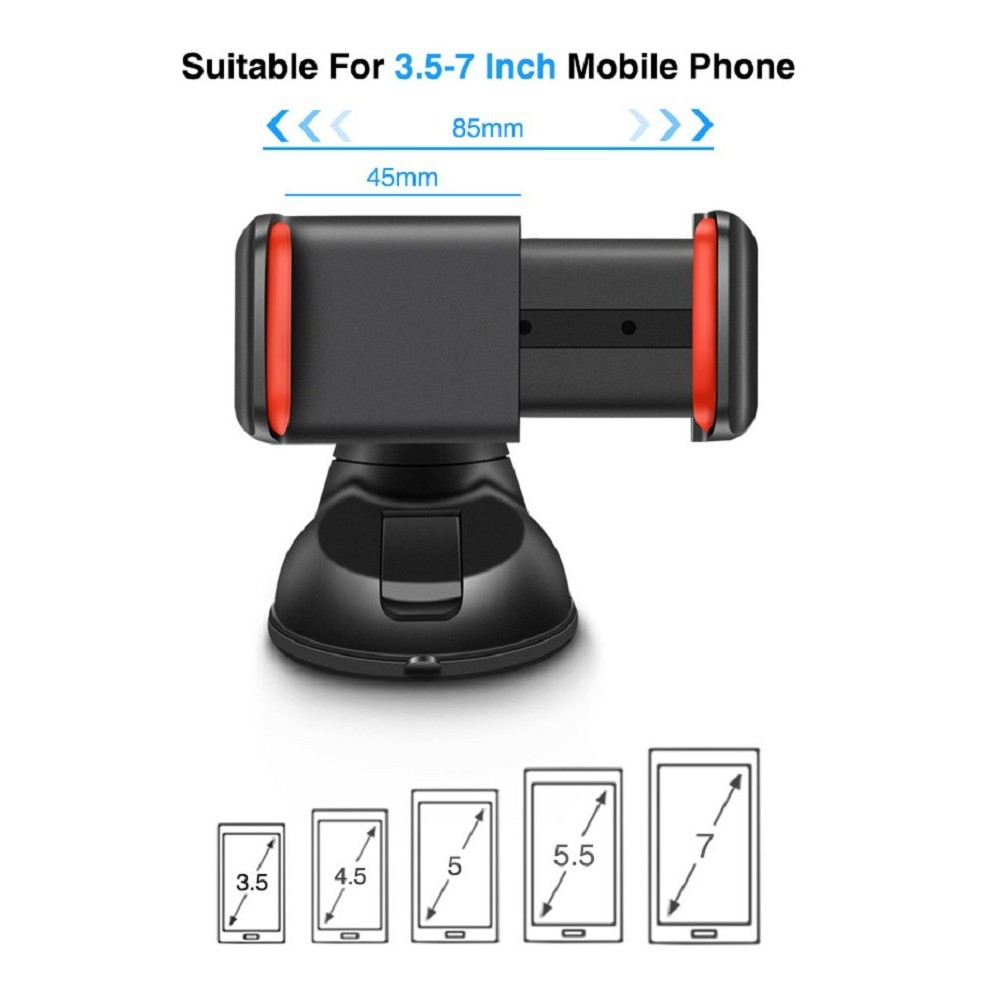 Support de téléphone portable universel avec système  à ventouse en silicone, rotatif à 360 degrés, clipe, vise