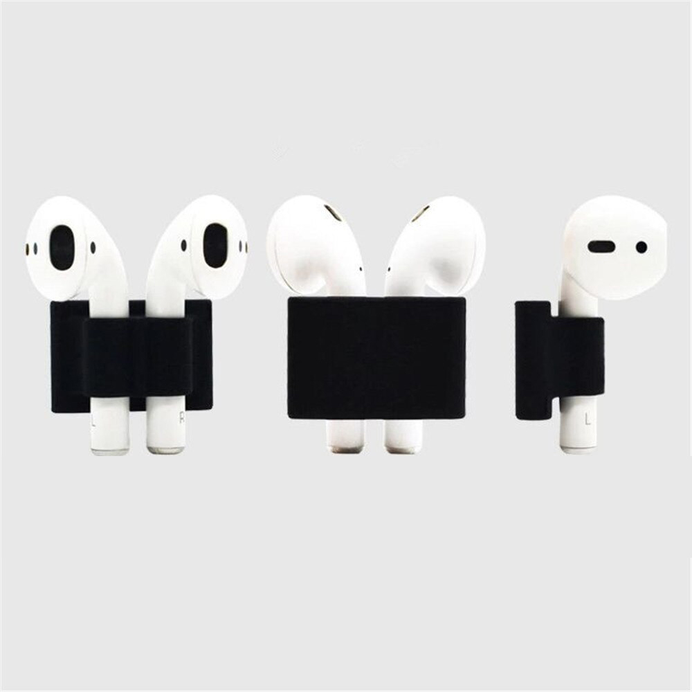 Support en silicone anti-perte écouteur Airpods pour montre Apple Watch - Blanc