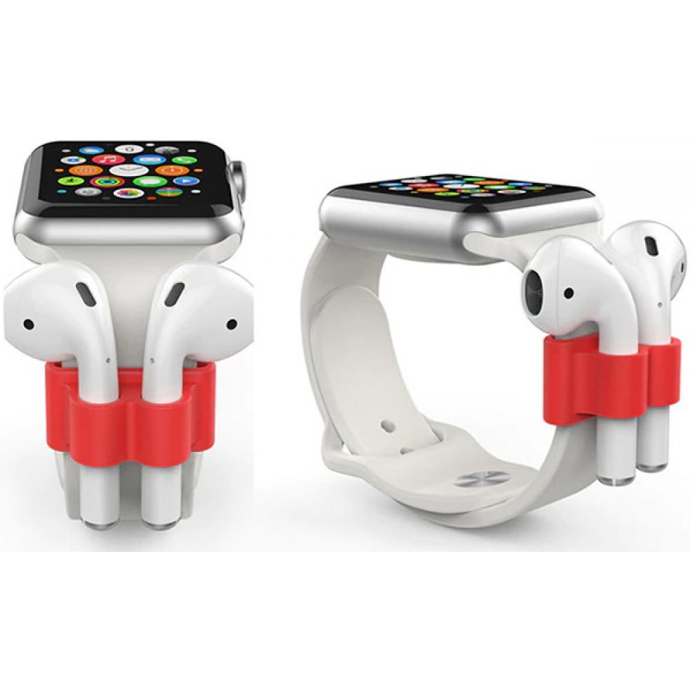 Support en silicone anti-perte écouteur Airpods pour montre Apple Watch - Bleu foncé