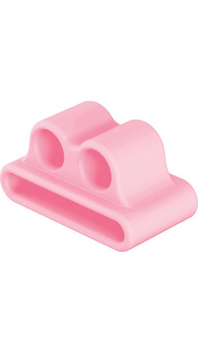 Support en silicone anti-perte écouteur Airpods pour montre Apple Watch - Rose