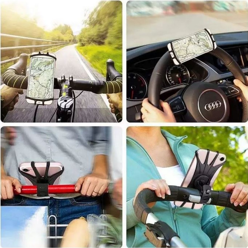 Support universel et élastique pour smartphone en silicone pour le volant - Noir