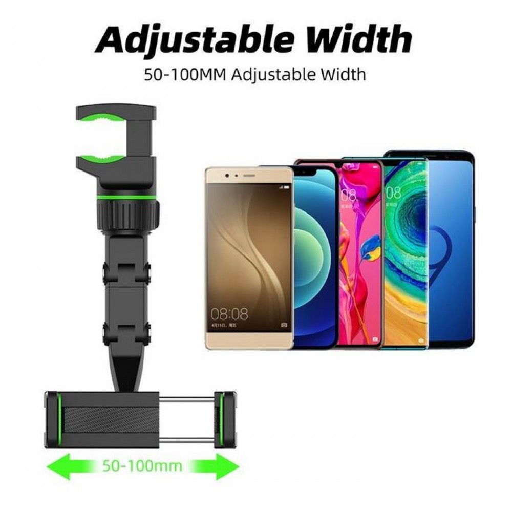 Universal Rückspiegel Smartphone Halter - Multi-Funktions Halterung flexibler Arm und Klemme - Schwarz