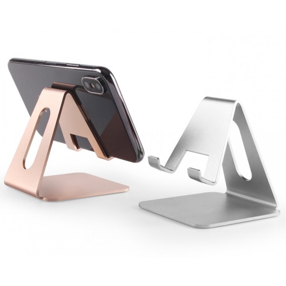 Universal Smartphone & Tablet Aluminium Halter Desktop Ständer - Silber