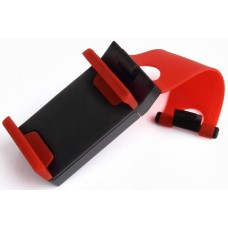 Support universel compact de smartphone pour volant de voiture - Rouge/Noir