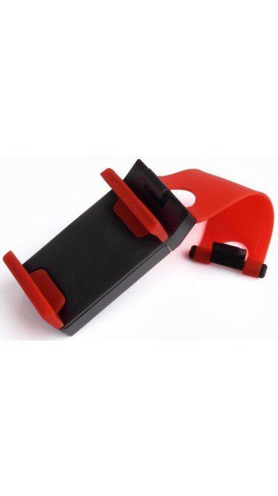 Support universel compact de smartphone pour volant de voiture - Rouge/Noir