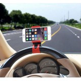 Support universel compact de smartphone pour volant de voiture - Rouge/Noir