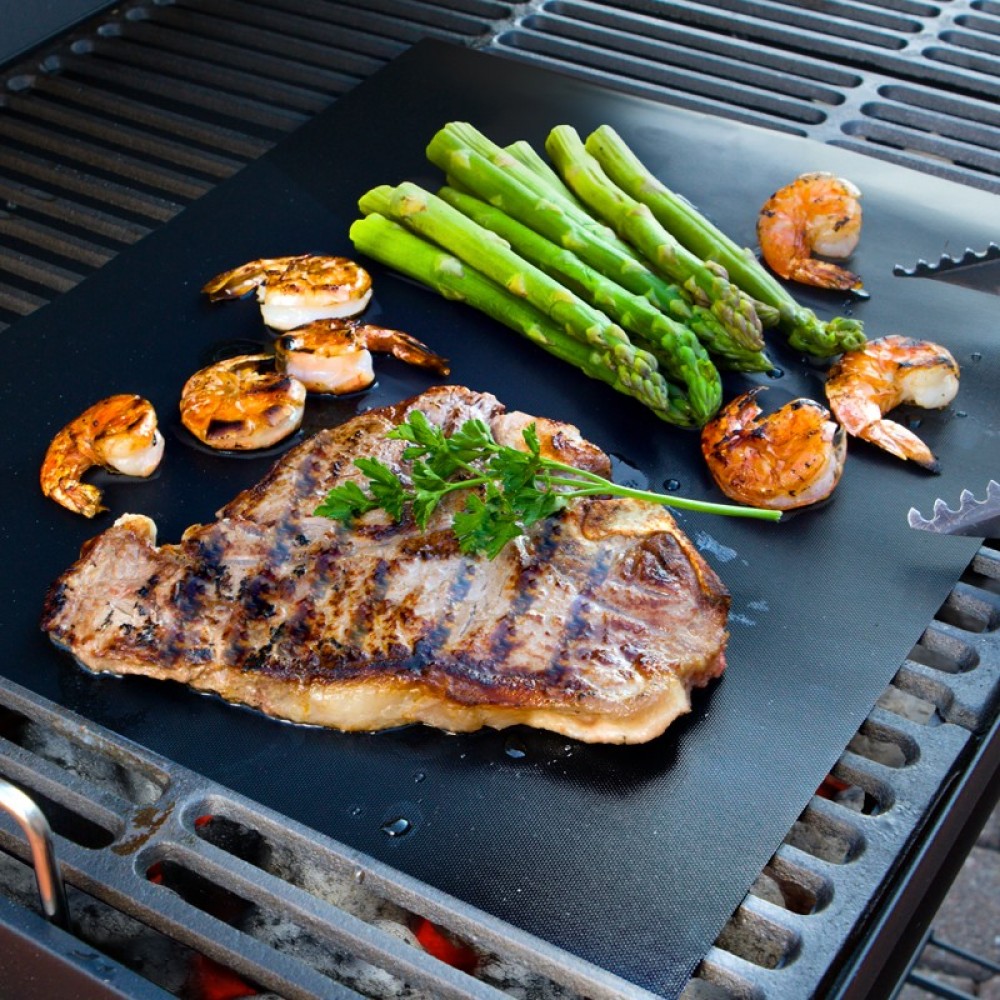 Set double de tapis de cuisson résistants à la chaleur pour viande, poisson et légumes (2 pièces)