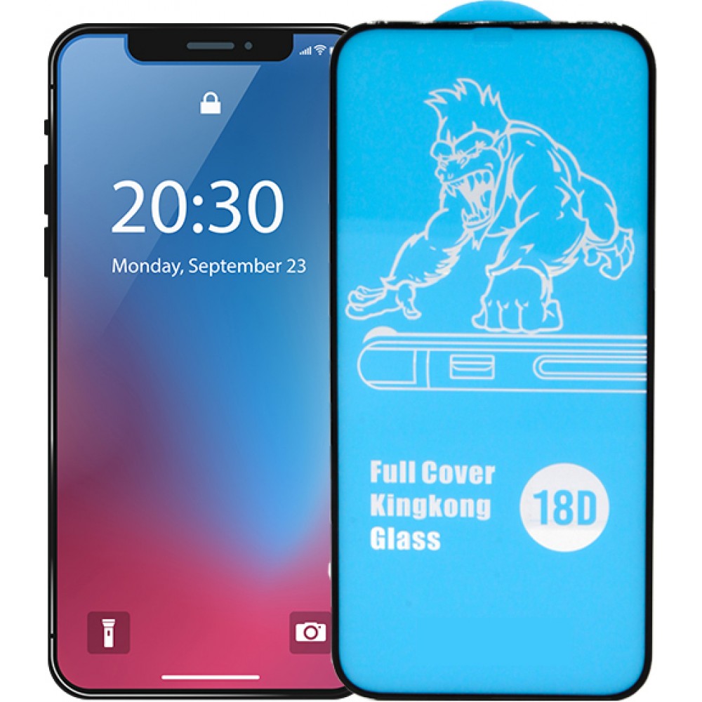 Tempered Glass iPhone 12 Pro Max - vitre de protection d'écran intégrale avec bord en silicone anti-choc