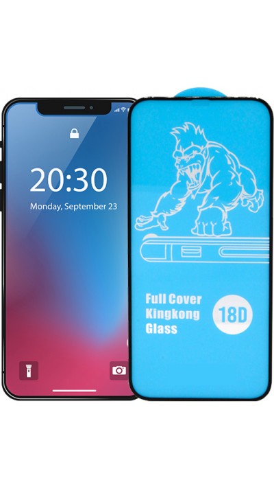 Tempered Glass iPhone 11 - Vitre de protection d'écran intégrale avec bord en silicone anti-choc