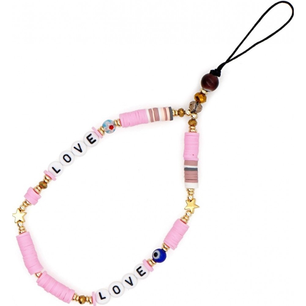 Universal Smartphone Armband Schmuck Charms - N°14 Love & Sterne - Rosa