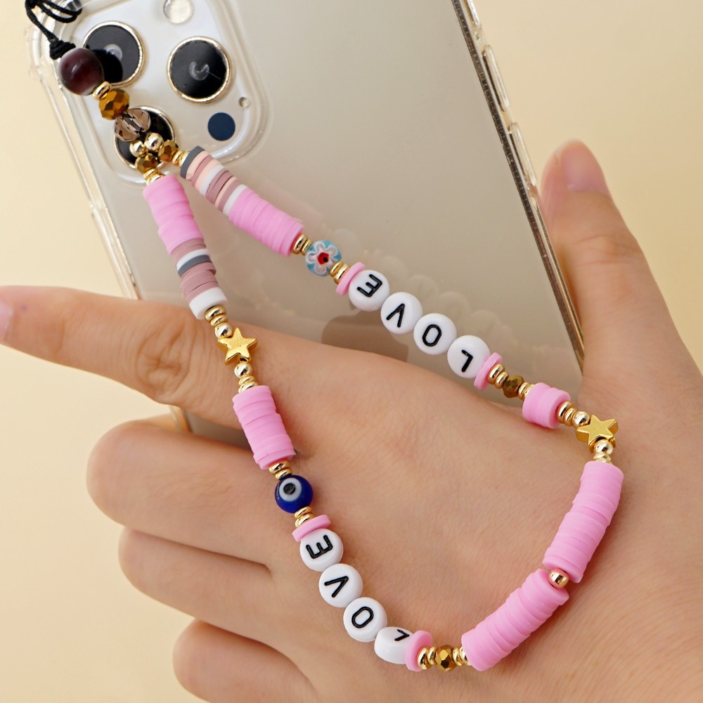 Universal Smartphone Armband Schmuck Charms - N°14 Love & Sterne - Rosa