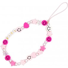 Universal Smartphone Armband Schmuck Charms - N°28 Happy Smiley & Sterne - Rosa