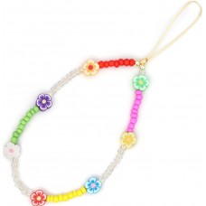 Bijou de téléphone universel / Pendentif bracelet à charms - N°29 perles multicolor & fleures