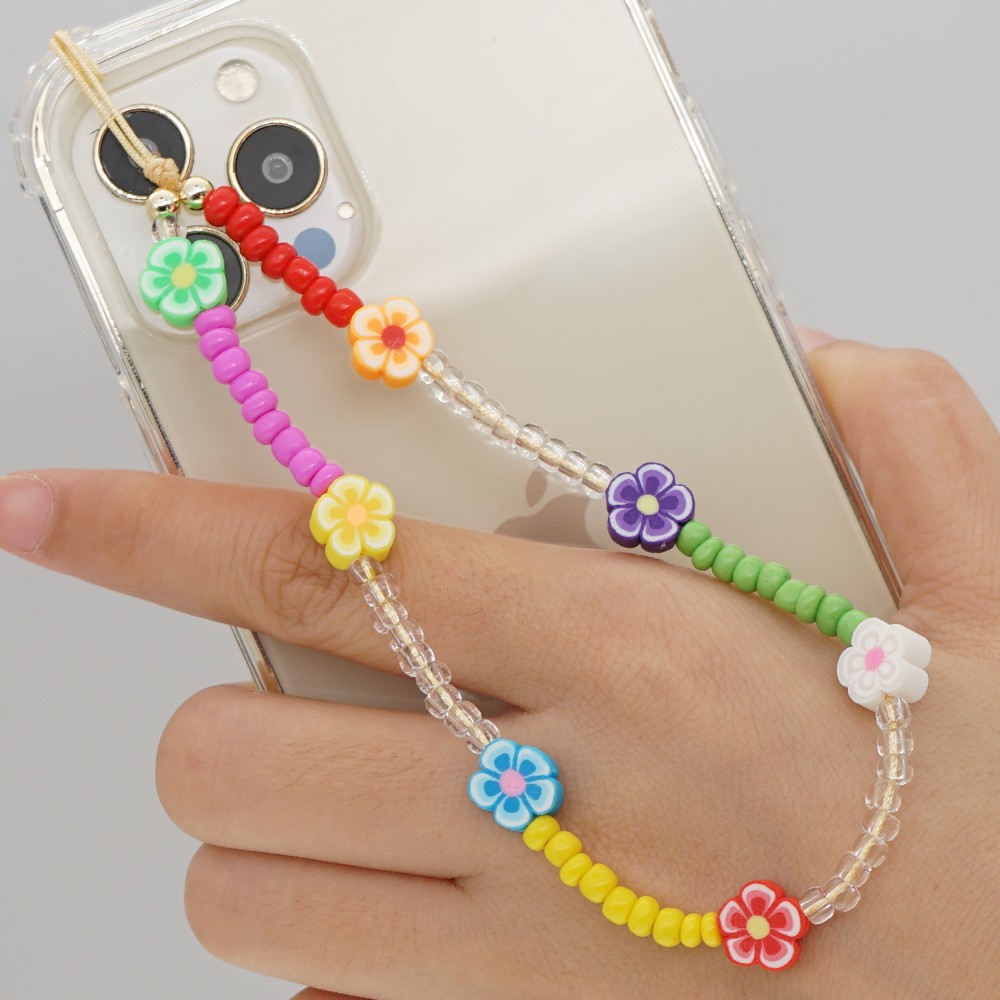 Universal Smartphone Armband Schmuck Charms - N°29 Multicolor Perlen & Blumen