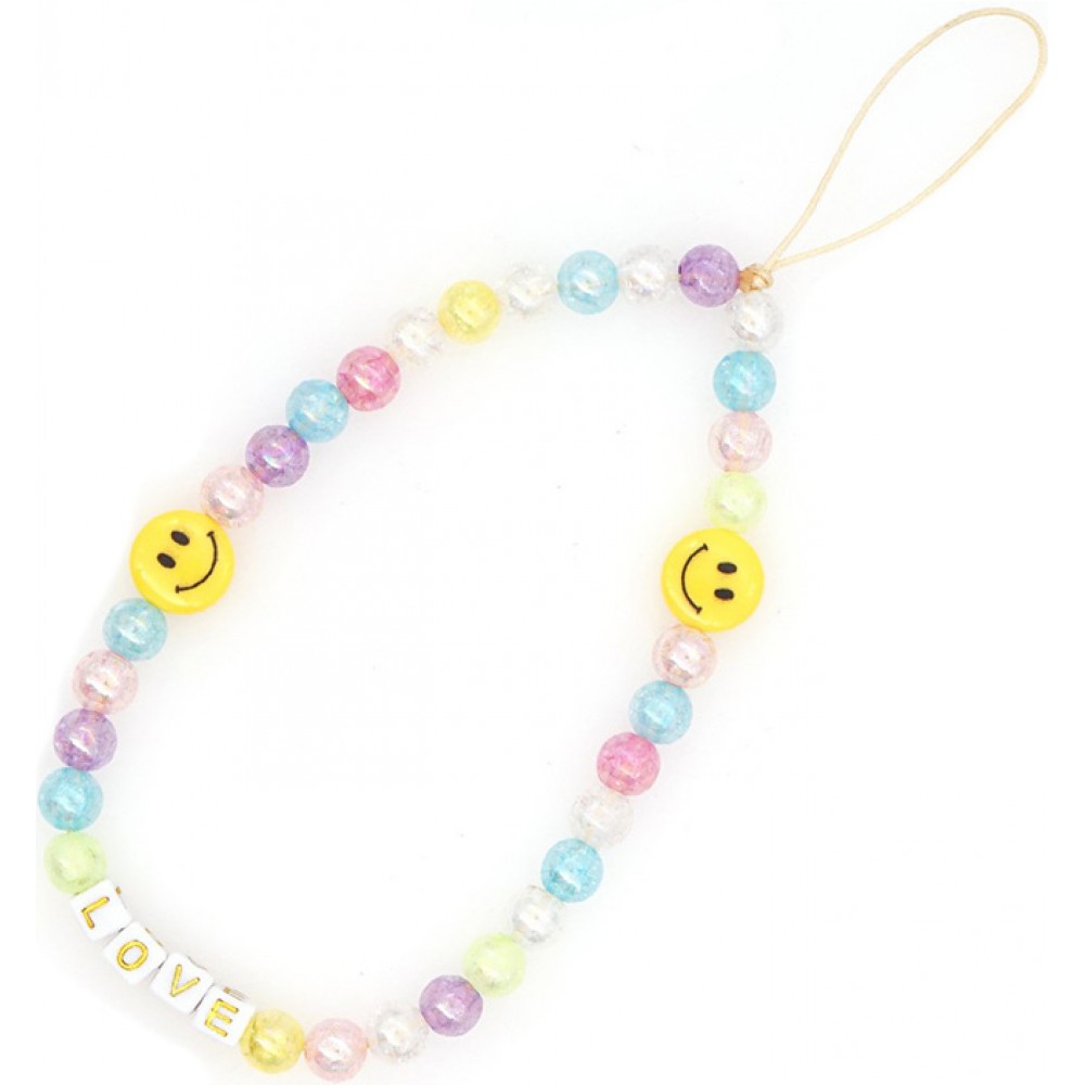 Bijou de téléphone universel / Pendentif bracelet à charms - N°31 LOVE smiley multicol- Or