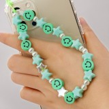 Bijou de téléphone universel / Pendentif bracelet à charms - N°33 Smiley & étoiles - Vert