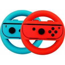 2er Set Gaming-Lenkrad mit Griff für Nintendo Switch-Controller - Blau und - Rot