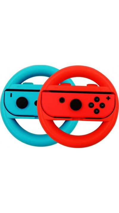 2er Set Gaming-Lenkrad mit Griff für Nintendo Switch-Controller - Blau und - Rot
