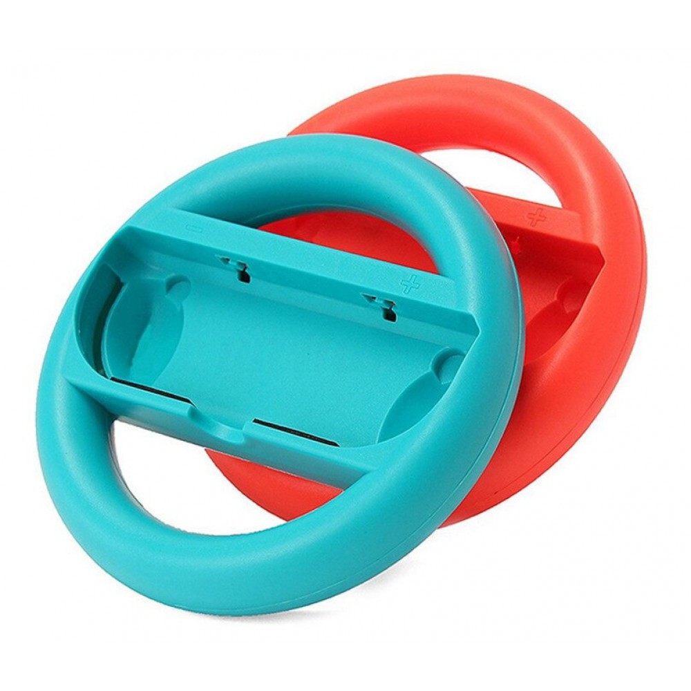 Set de 2 volants de jeu avec poignée pour manette Nintendo Switch - Bleu et - Rouge