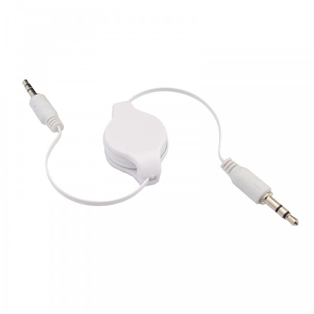 Câble audio extensible - Connecteur double face AUX 3,5 mm Jack - Blanc