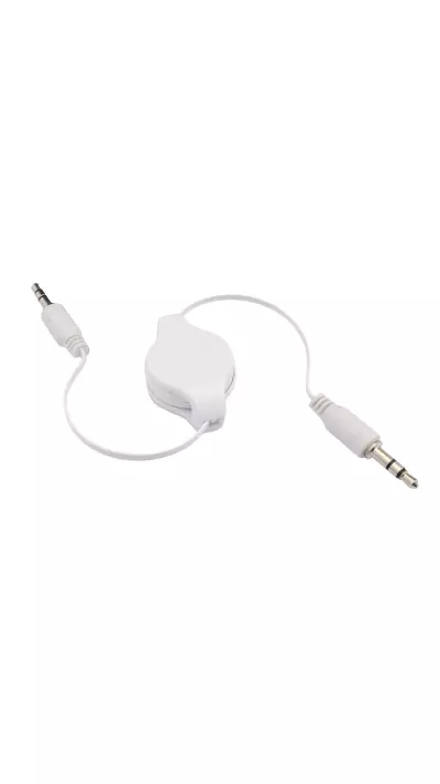 Câble audio extensible - Connecteur double face AUX 3,5 mm Jack - Blanc