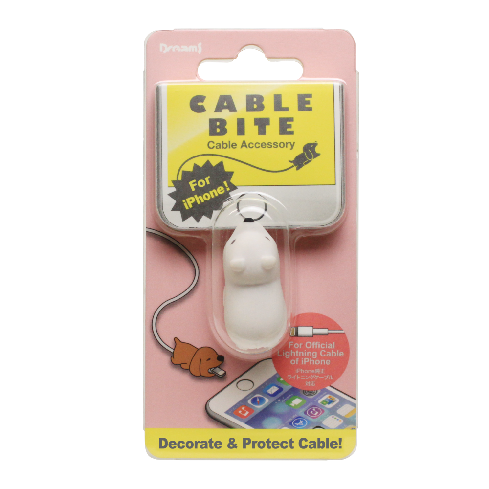 Protection de câble décorative et amusante pour la fiche de connexion de câble - Ours - Blanc