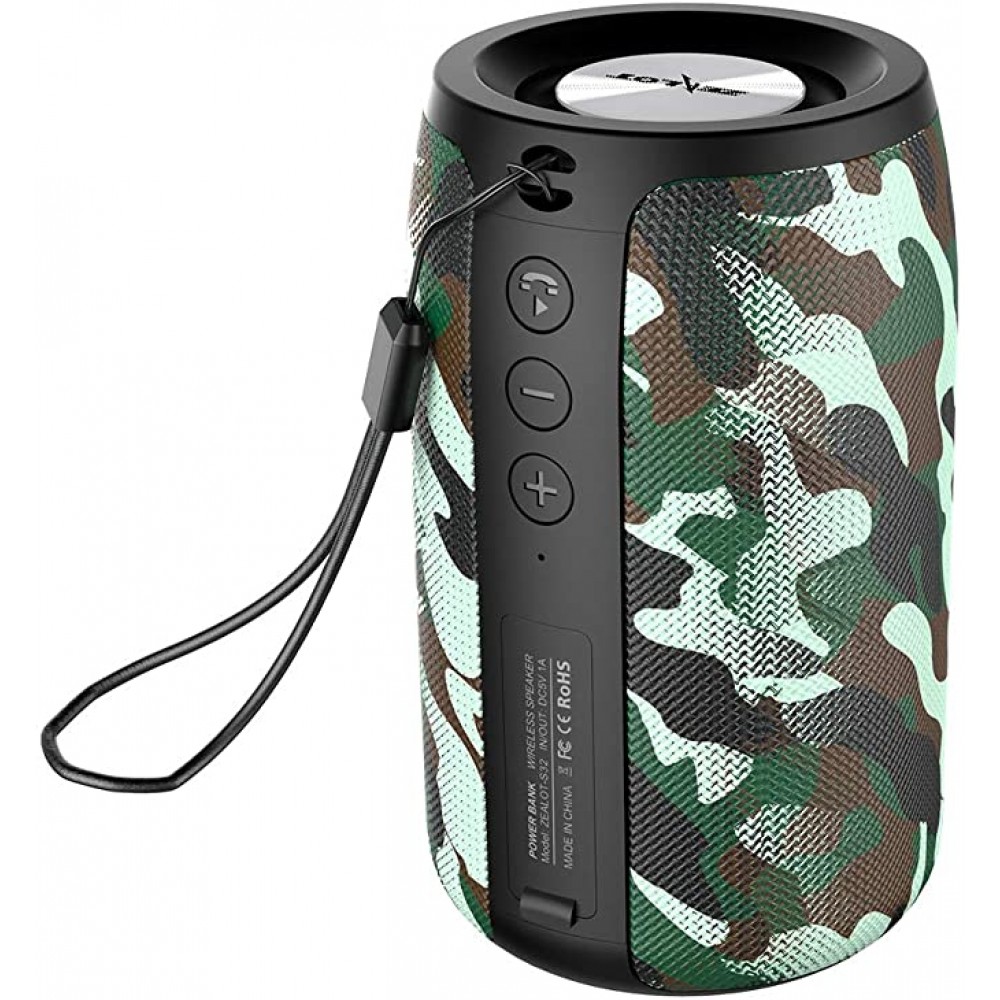 Zealot S32 Outdoor Bluetooth Lautsprecher - Kompakter Speaker inkl. Mikrofon/AUX 3.5mm/BT5.0 - Camouflage