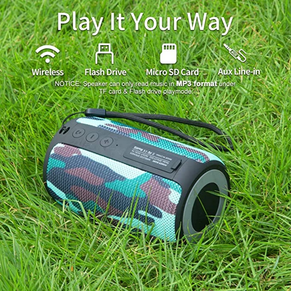 Zealot S32 Outdoor Bluetooth Lautsprecher - Kompakter Speaker inkl. Mikrofon/AUX 3.5mm/BT5.0 - Camouflage