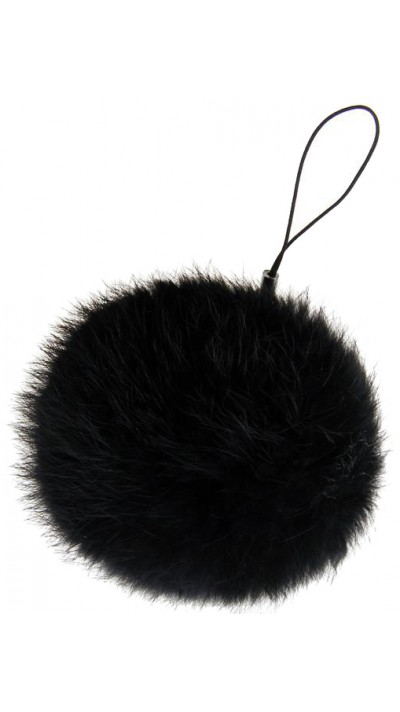 Porte-clés / bijoux universel - Mini "Fluffy" boule en peluche - Noir