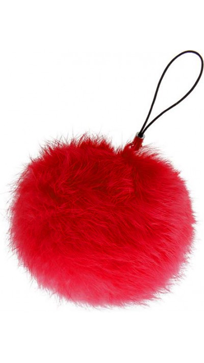 Porte-clés / bijoux universel - Mini "Fluffy" boule en peluche - Rouge