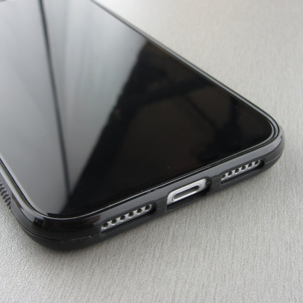 Coque iPhone 11 - Silicone rigide noir Grey Gold Marble