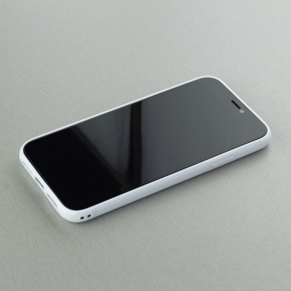 Coque iPhone 11 - Silicone rigide blanc Turtles lines on black