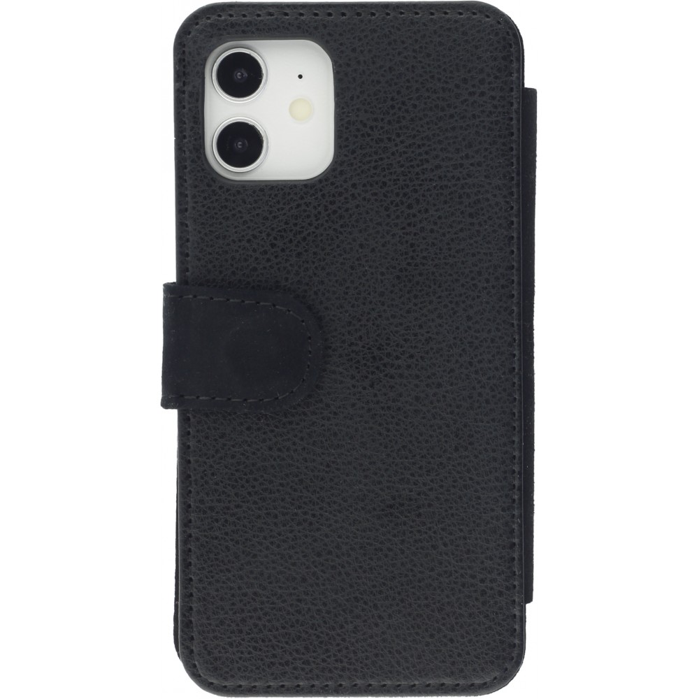 Coque iPhone 12 / 12 Pro - Wallet noir Forest Lion