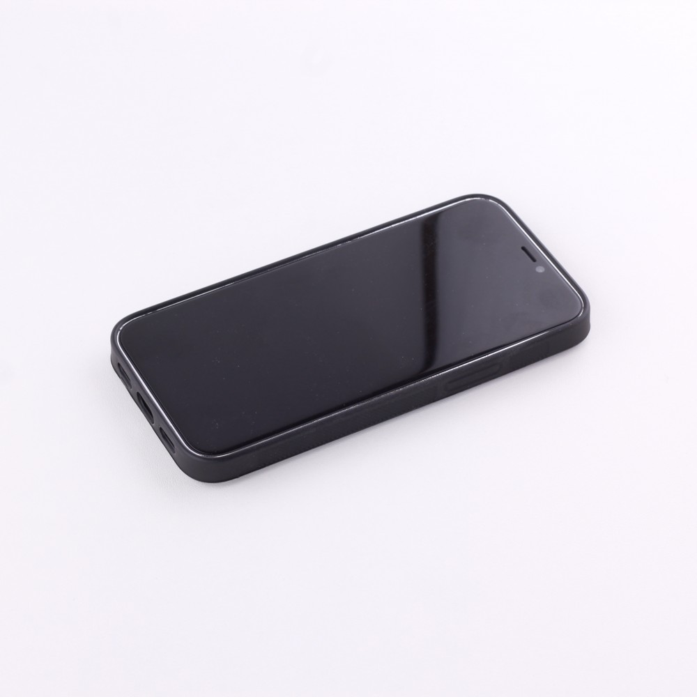 Coque iPhone 12 mini - Silicone rigide noir Chats gris troupeau