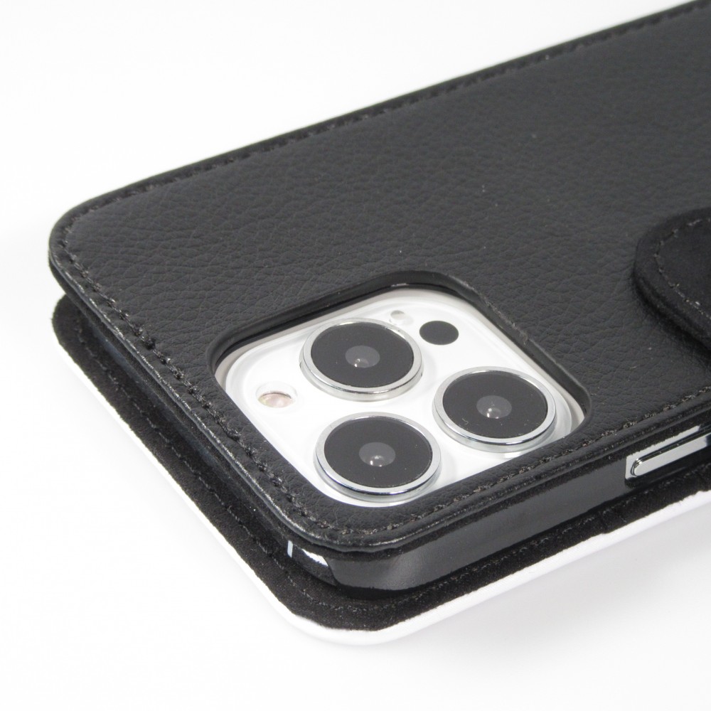 Coque iPhone 13 Pro Max - Wallet noir Shimmering Orange