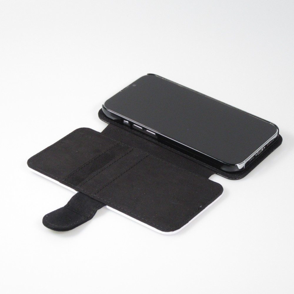 Coque iPhone 13 mini - Wallet noir Marilyn Bubble