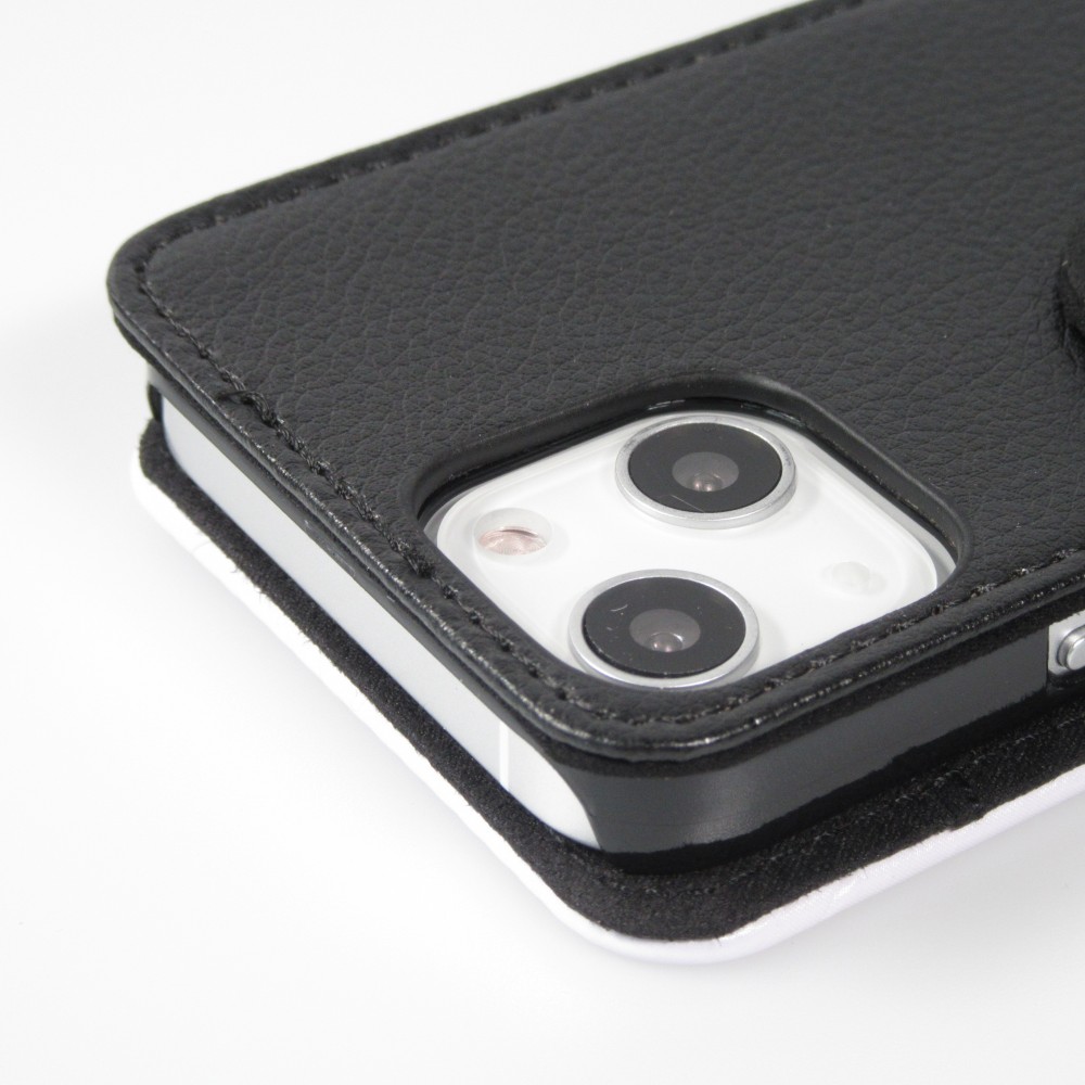Coque iPhone 13 mini - Wallet noir Marilyn Bubble