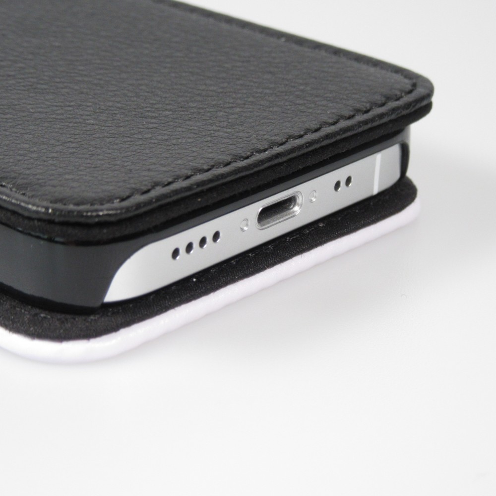 Coque iPhone 13 mini - Wallet noir Marilyn Bubble