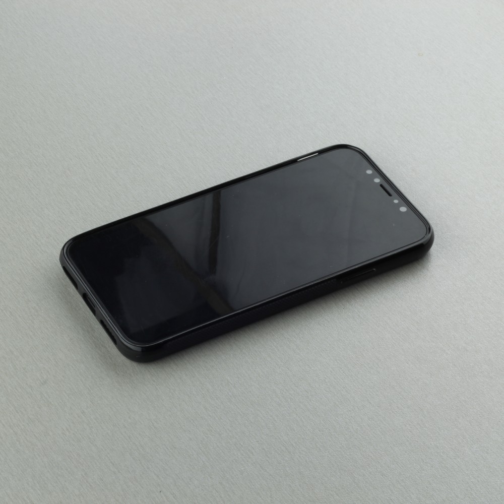 Coque iPhone X / Xs - Silicone rigide noir Chats gris troupeau