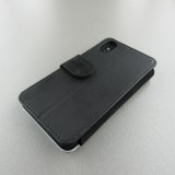 Coque iPhone X / Xs - Wallet noir Flowers Dark
