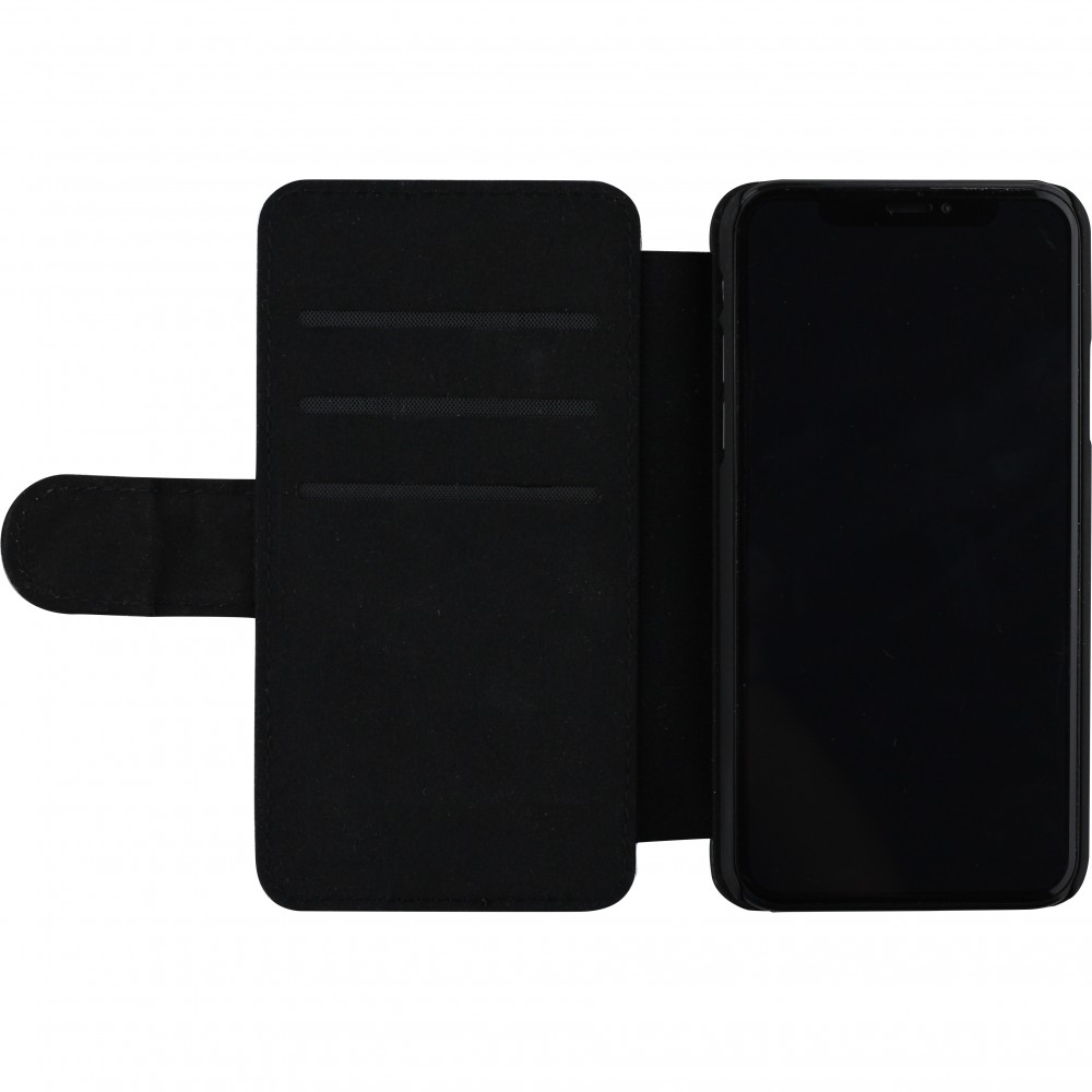 Coque iPhone X / Xs - Wallet noir Meow 23