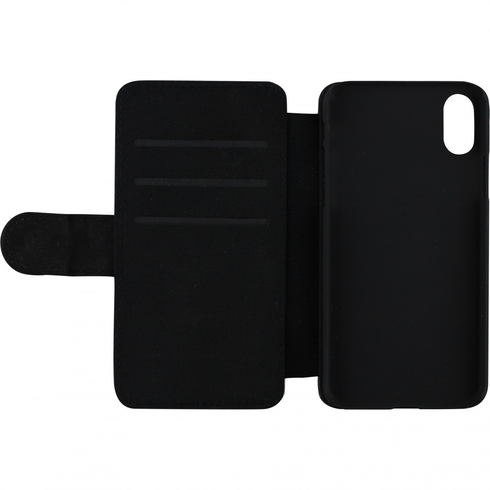 Coque iPhone X / Xs - Wallet noir Zen Tiger