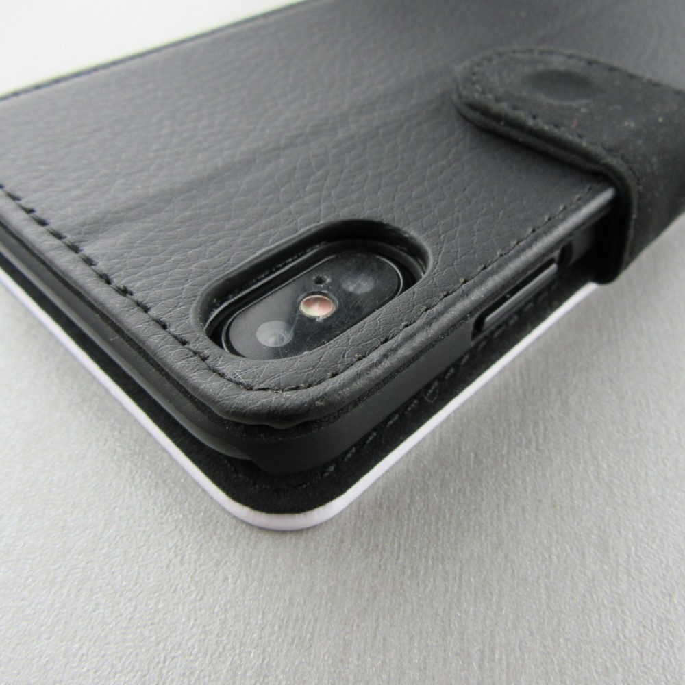 Coque iPhone X / Xs - Wallet noir Marble Black 01