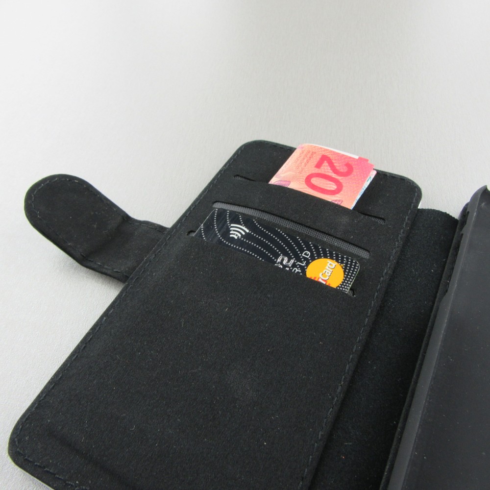 Coque iPhone X / Xs - Wallet noir Chats gris troupeau
