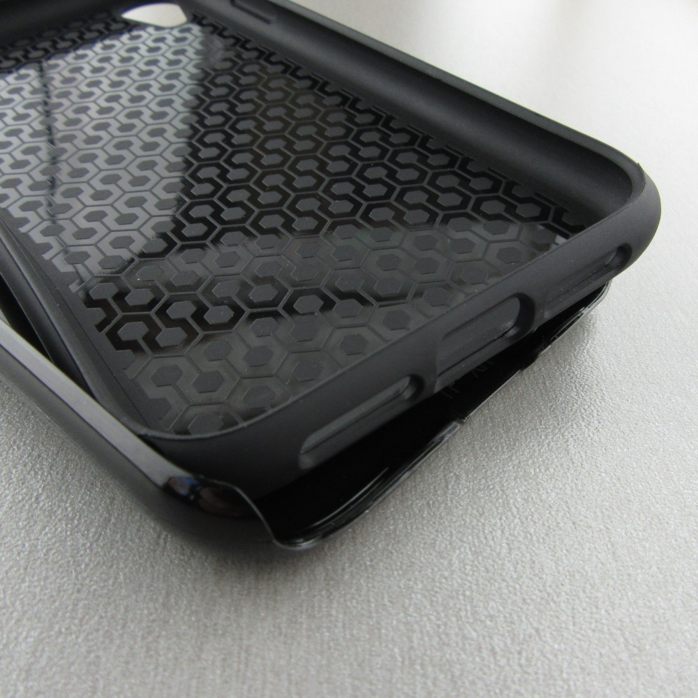 Coque iPhone XR - Hybrid Armor noir Turtles lines on black