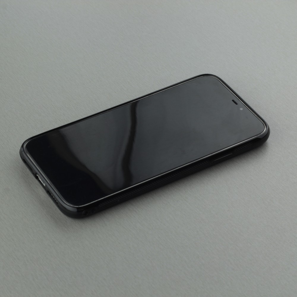 Coque iPhone XR - Silicone rigide noir Marble Black 01