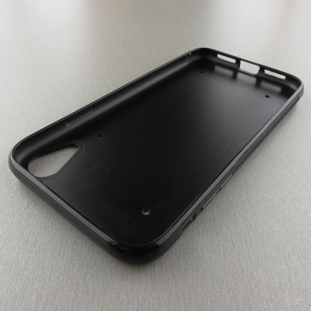 Coque iPhone XR - Silicone rigide noir Chats gris troupeau