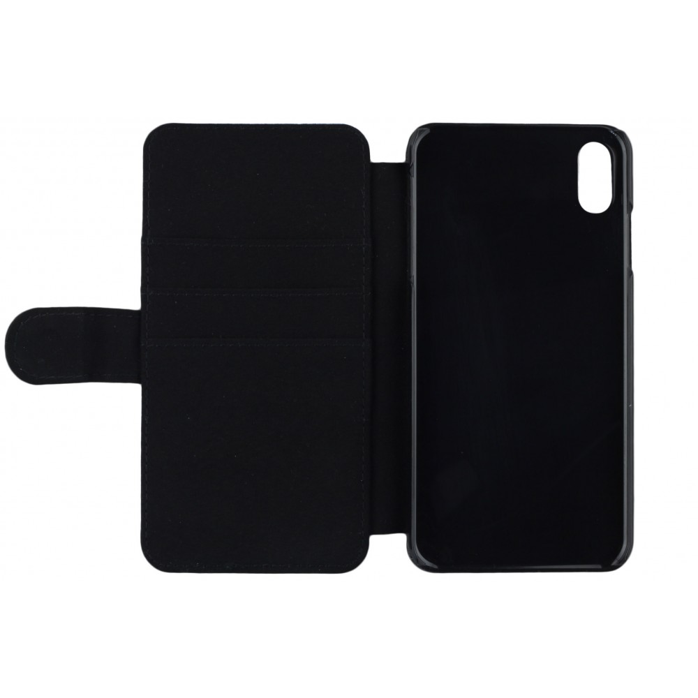 Coque iPhone XR - Wallet noir Space Vect- Or