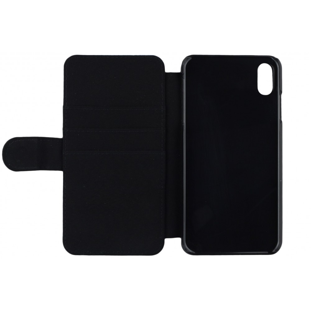 Coque iPhone XR - Wallet noir Flower Field Art